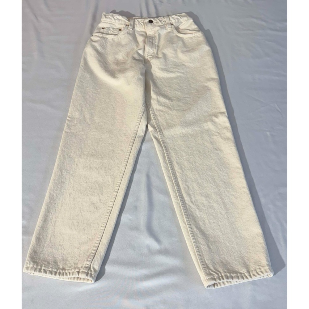 Levis 551 Jeans Womens 10 Petite Relaxed‎ Fit Tapered Leg Made USA Ivory Color